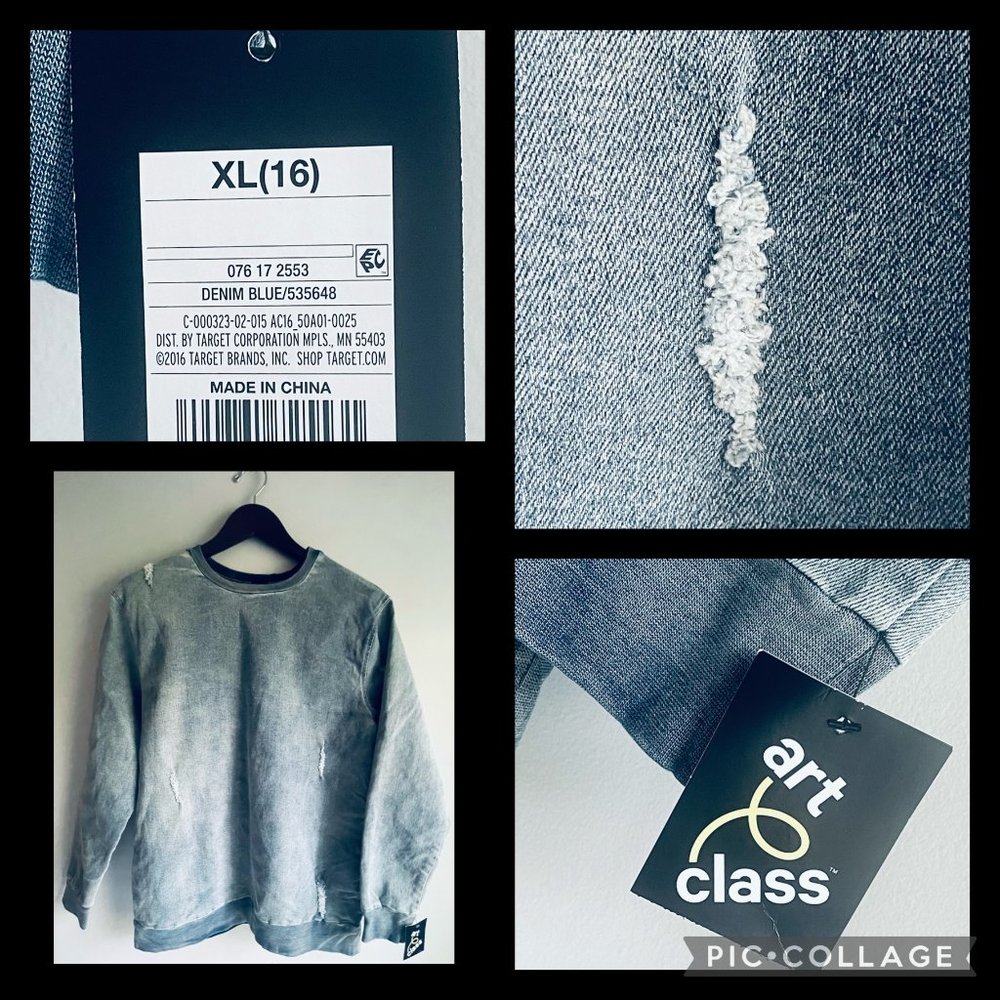 ART CLASS by Target Blue Distressed Denim Jeans Jersey Top SIZE Youth XL 16